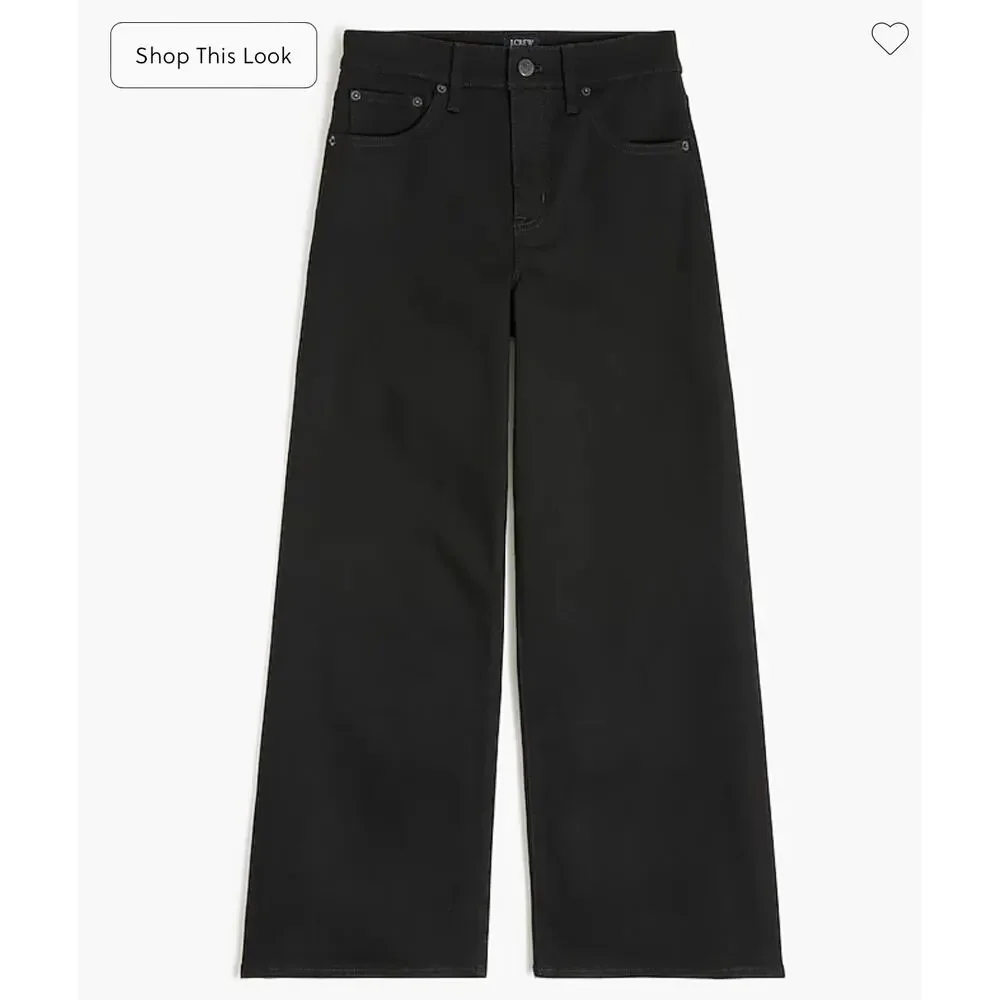 J. Crew Black wide-leg cropped jean in all-day stretch Black NWT size 35
